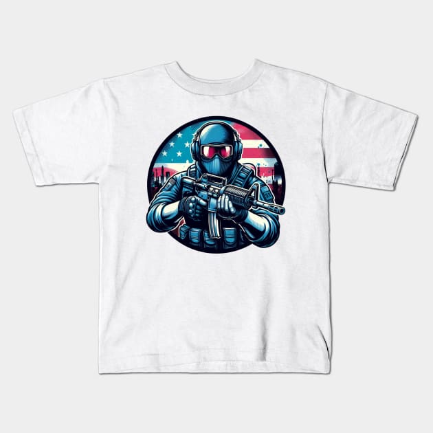 usa shooter fps gaming cs2 soldier Kids T-Shirt by Anthony88